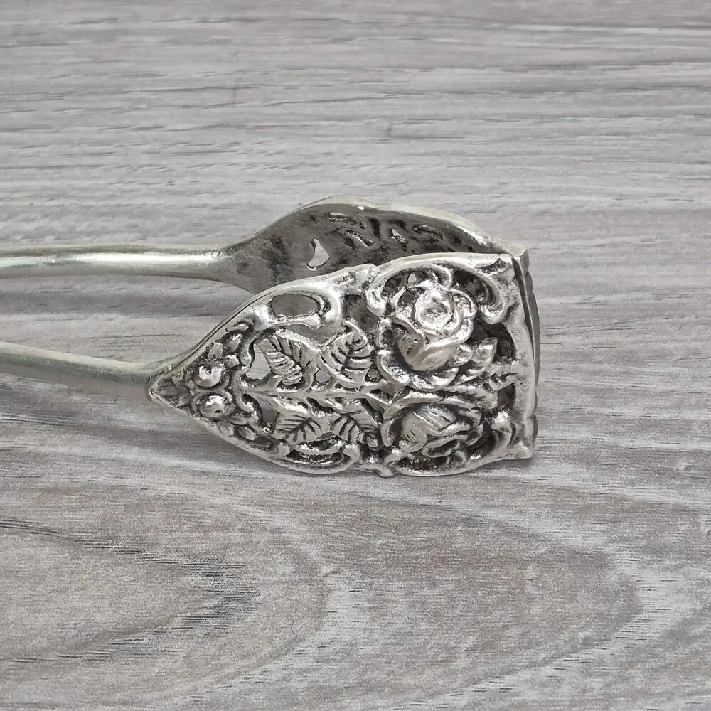 Vintage Hildesheimer Rose Silver Plate Asparagus Pastry Tongs Art Deco